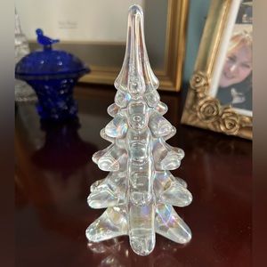 Vintage carnival glass iridescent art glass Christmas tree